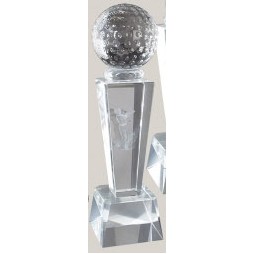 Sport Crystal Award w/Golf Ball