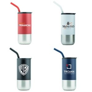 Newport 16oz Double Walled SS/PP Tumbler with Straw (Red)