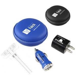 Traveler 3 in 1 4 Pieces USB Power Charger Set (Blue)