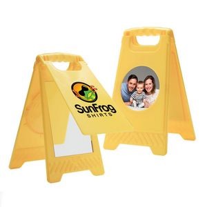 Classic Desktop Mirror + Picture Frame Warning Sign (Yellow)