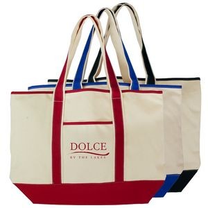 Deluxe Cotton Canvas Tote Bag w/ Outer Pocket
