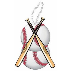 Baseballs & Bats Promotional Key Chain w/ Black Back (4 Square Inch)