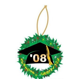 Graduation Cap Wreath Ornament w/ Black Back (3 Square Inch)