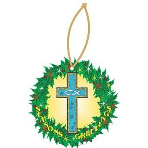Blue Cross Promotional Wreath Ornament w/ Black Back (2 Square Inch)