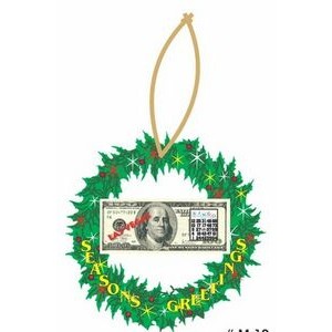 LV Bingo $100 Bill Wreath Ornament w/ Clear Mirrored Back (12 Square Inch)