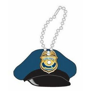 Police Cap Promotional Key Chain w/ Black Back (2 Square Inch)