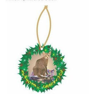Egyptian Mau Cat Promotional Wreath Ornament w/ Black Back (4 Square Inch)
