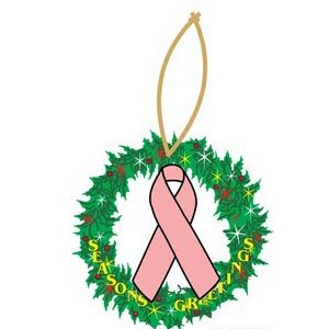 Awareness Ribbon Promotional Wreath Ornament w/ Black Back (3 Square Inch)