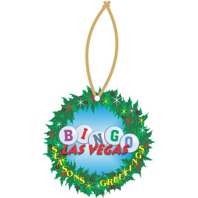 Las Vegas Bingo Promotional Wreath Ornament w/ Black Back (4 Square Inch)