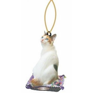 Japanese Bobtail Cat Promotional Ornament w/ Black Back (4 Square Inch)