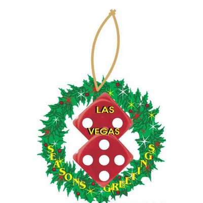 Las Vegas Dice Promotional Wreath Ornament w/ Black Back (4 Square Inch)