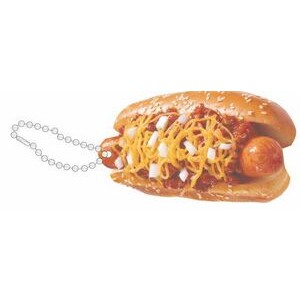 Chili Cheese Dog Promotional Key Chain w/ Black Back (2 Square Inch)