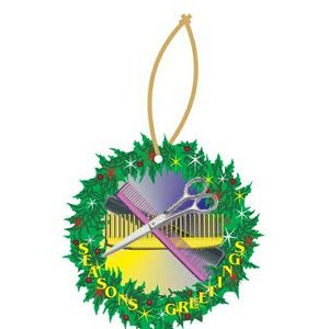 Beautician Combo Promotional Wreath Ornament w/ Black Back (3 Square Inch)