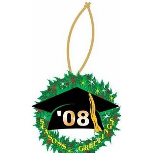 Graduation Cap Wreath Ornament w/ Black Back (8 Square Inch)