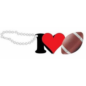I Love Football Promotional Key Chain w/ Black Back (4 Square Inch)
