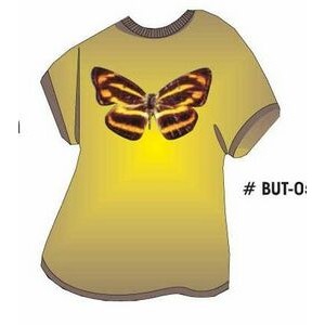 Brown & Yellow Butterfly T Shirt Acrylic Coaster w/Felt Back