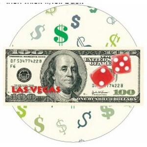 Las Vegas Dice $100 Bill Acrylic Coaster w/Felt Back