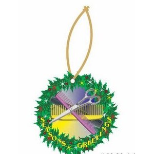 Beautician Combo Promotional Wreath Ornament w/ Black Back (6 Square Inch)