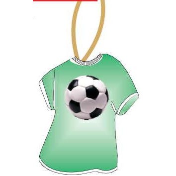 Soccer Ball T-Shirt Promotional Ornament w/ Black Back (4 Square Inch)
