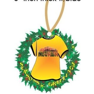 Red Rock T-Shirt Promotional Wreath Ornament w/ Black Back (4 Square Inch)