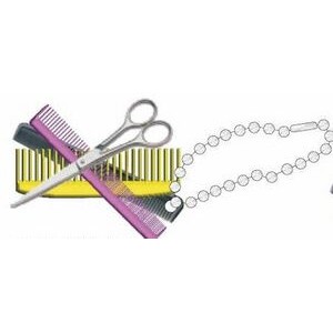 Beautician Combo Promotional Key Chain w/ Black Back (3 Square Inch)