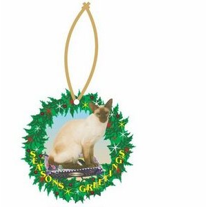 Siamese Cat Promotional Wreath Ornament w/ Black Back (4 Square Inch)