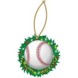 Baseball Promotional Wreath Ornament w/ Black Back (4 Square Inch)
