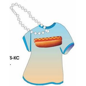 Hotdog Promotional T Shirt Key Chain w/ Black Back (4 Square Inch)