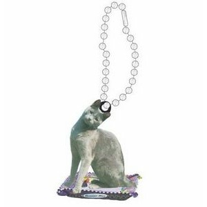 Russian Blue Cat Promotional Key Chain w/ Black Back (4 Square Inch)