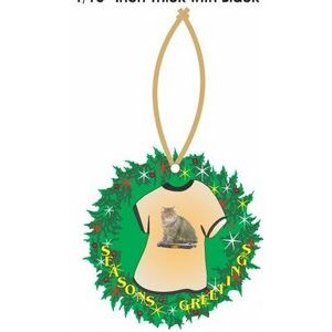 Exotic Shorthair Cat T-Shirt Promotional Wreath Ornament w/ Black Back (4")