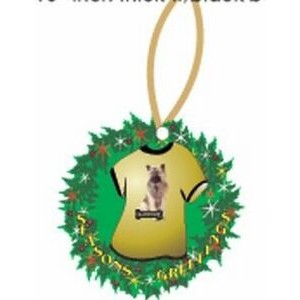 Eurasier Dog T-Shirt Promotional Wreath Ornament w/ Black Back (4 Square Inch)