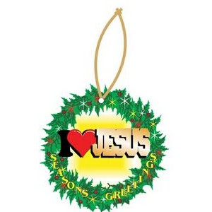 I Love Jesus Promotional Wreath Ornament w/ Black Back (2 Square Inch)