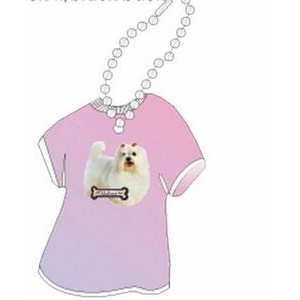 Maltese Dog Promotional T Shirt Key Chain w/ Black Back (4 Square Inch)