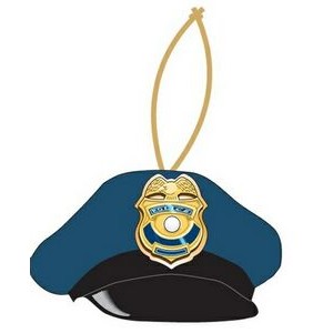 Police Cap Promotional Ornament w/ Black Back (2 Square Inch)