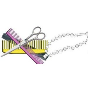 Beautician Combo Promotional Key Chain w/ Black Back (10 Square Inch)