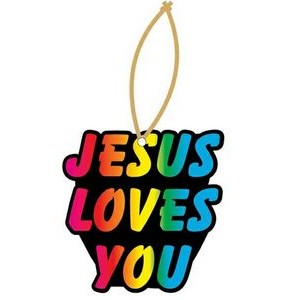 Jesus Loves You Promotional Ornament w/ Black Back (2 Square Inch)