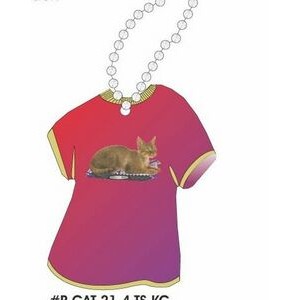 Devon Rex Cat Promotional T Shirt Key Chain w/ Black Back (4 Square Inch)