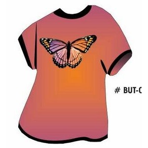Purple & Pink Butterfly T Shirt Acrylic Coaster w/Felt Back