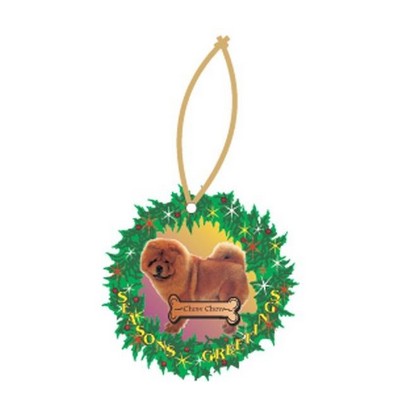 Chow Chow Dog Promotional Wreath Ornament w/ Black Back (4 Square Inch)