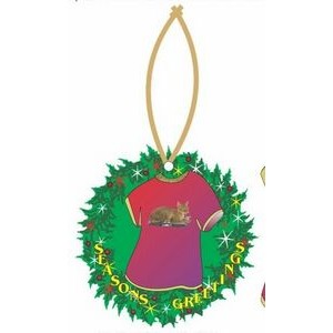 Devon Rex Cat T-Shirt Promotional Wreath Ornament w/ Black Back
