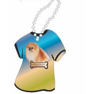 Pomeranian Dog Promotional T Shirt Key Chain w/ Black Back (4 Square Inch)