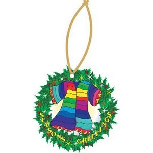 Many Color Coat Promotional Wreath Ornament w/ Black Back (2 Square Inch)