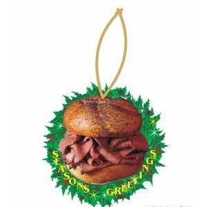 Roast Beef Sandwich Promotional Wreath Ornament w/ Black Back (4 Square Inch)