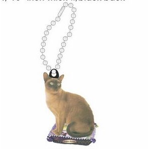 European Burmese Cat Promotional Key Chain w/ Black Back (4 Square Inch)