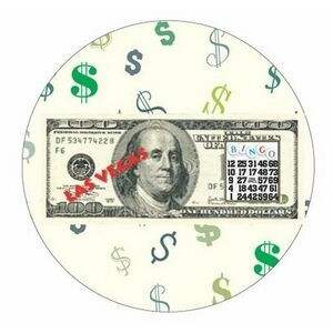 Las Vegas Bingo $100 Bill Round Badge w/ Bar Pin (2 1/2" Round)