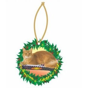 Somali Cat Promotional Wreath Ornament w/ Black Back (4 Square Inch)