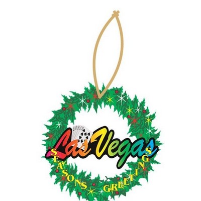 Las Vegas w/ Royal Flush on Wreath Ornament w/ Black Back (4 Square Inch)