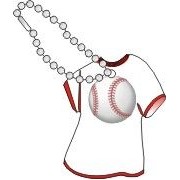 Baseball Promotional T-Shirt Key Chain w/ Black Back (4 Square Inch)
