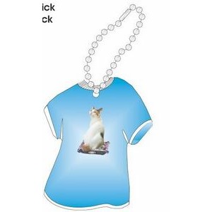 Japanese Bobtail Cat T Shirt Key Chain w/ Black Back (4 Square Inch)
