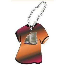 Chartreux Cat T Shirt Promotional Keychain w/ Black Back (4 Square Inch)